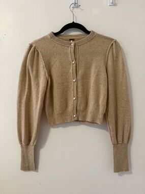 Free People Pearl 100% Cashmere Cardi - Cream